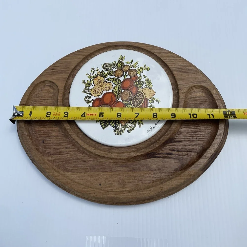 Vintage Serving Bundle Chip Dip Set Tea Cup Saucer Wood Trivet Kitchen Decor